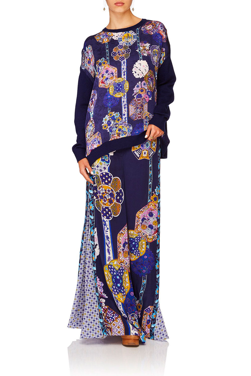 CAMILLA STAR GAZER LOOSE FIT JUMPER W KNIT BACK