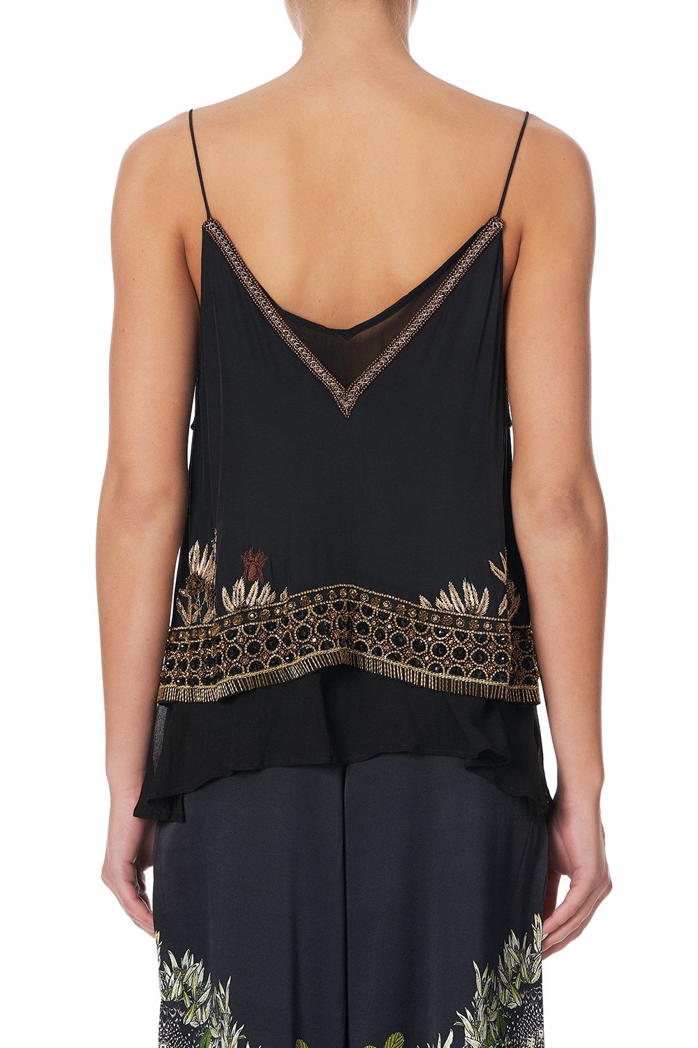 STRAP TOP WITH SHEER UNDERLAY BOTANICAL CHRONICLES