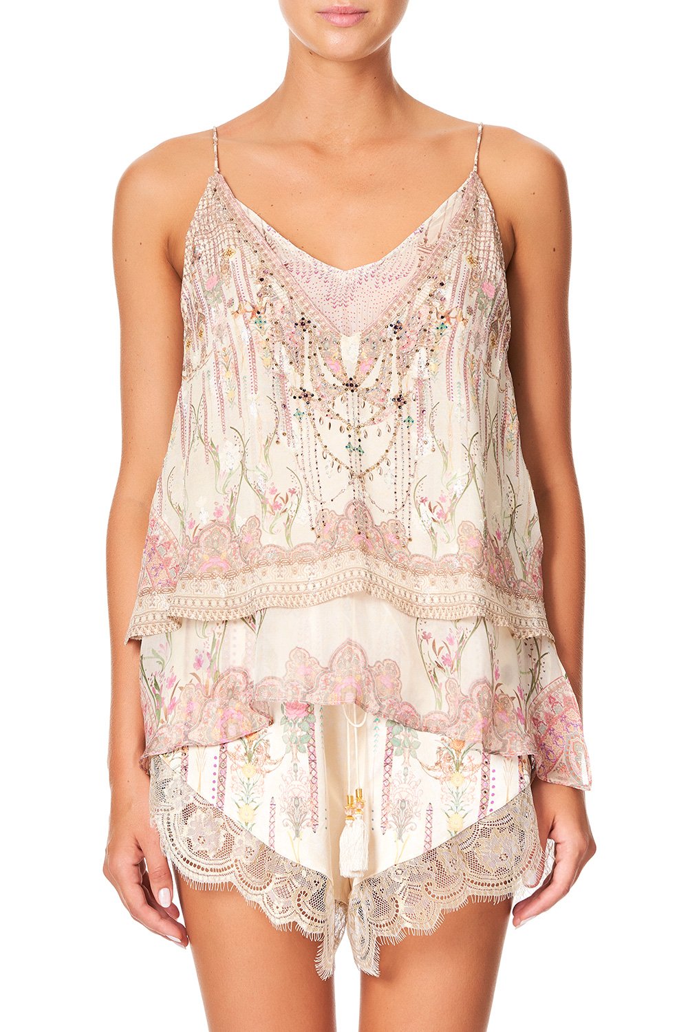 STRAP TOP WITH SHEER UNDERLAY GOLDEN AGE