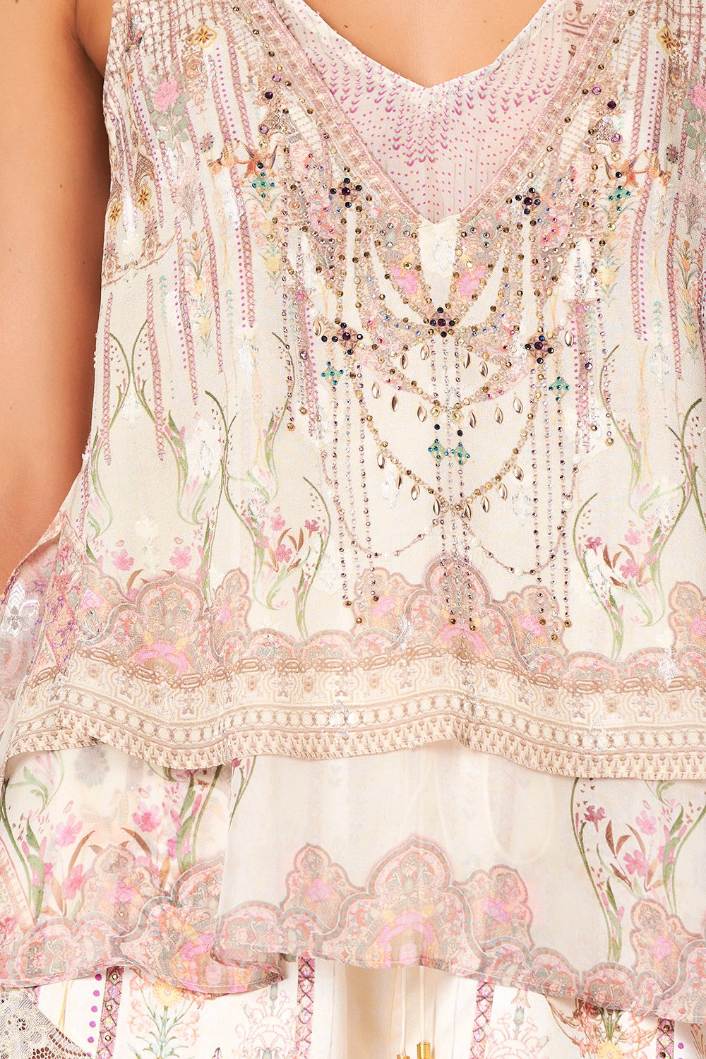 STRAP TOP WITH SHEER UNDERLAY GOLDEN AGE