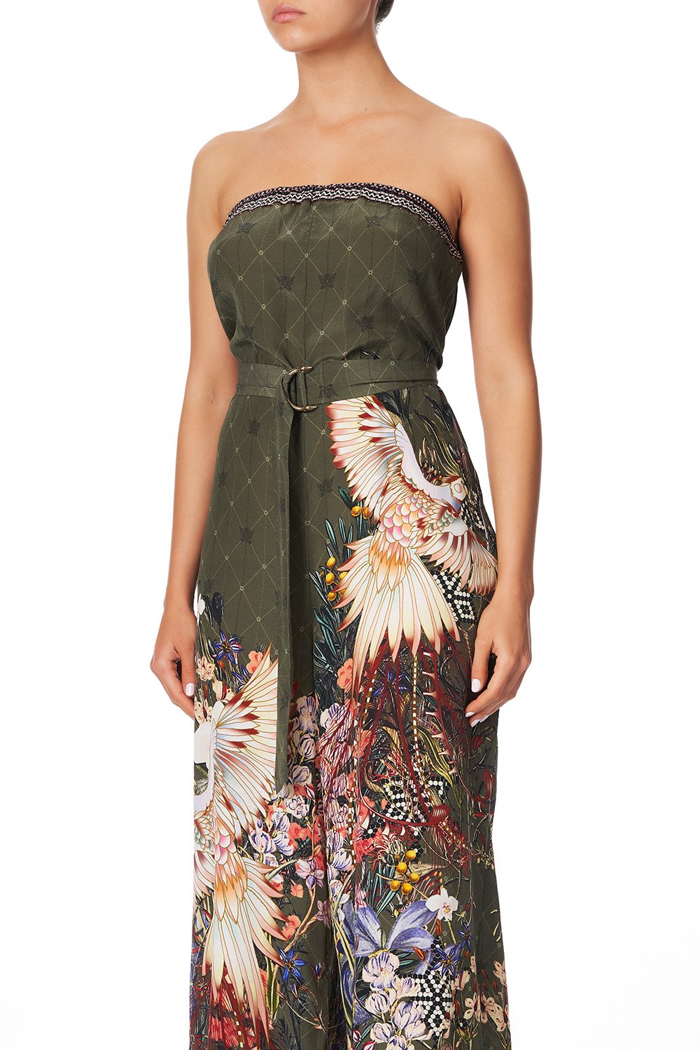 STRAPLESS JUMPSUIT WITH D RING BELT WATCHFUL WINGS