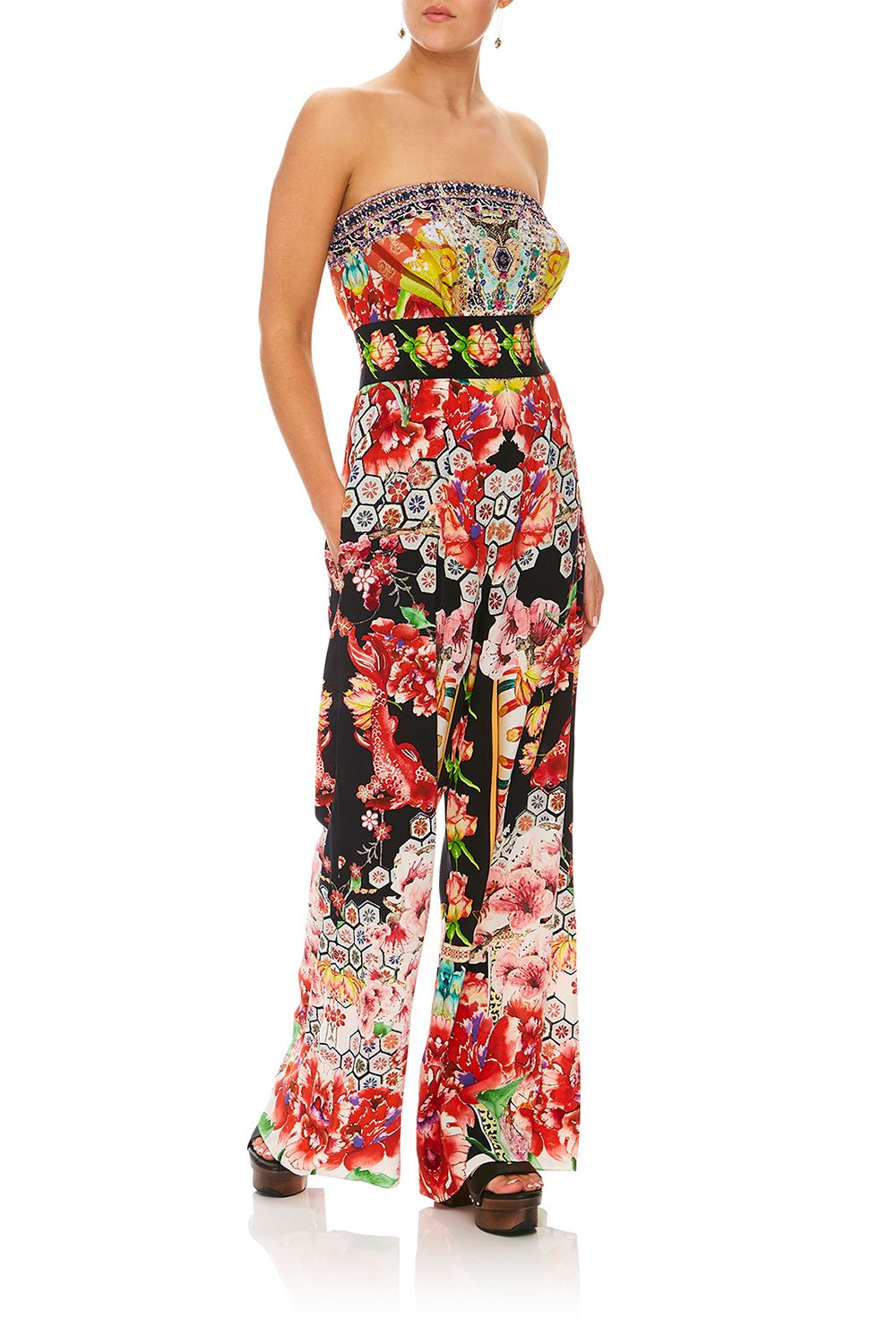 CAMILLA PAINTED LAND STRAPLESS JUMPSUIT W/ JKT BELT