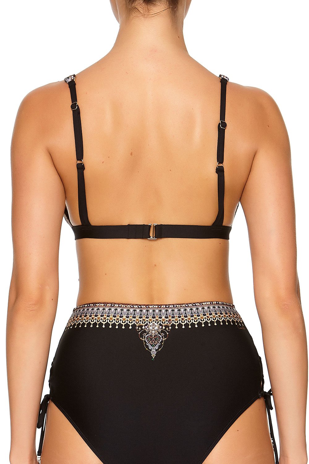 STRAPPY FIXED HIGH TRI BRA BLACK