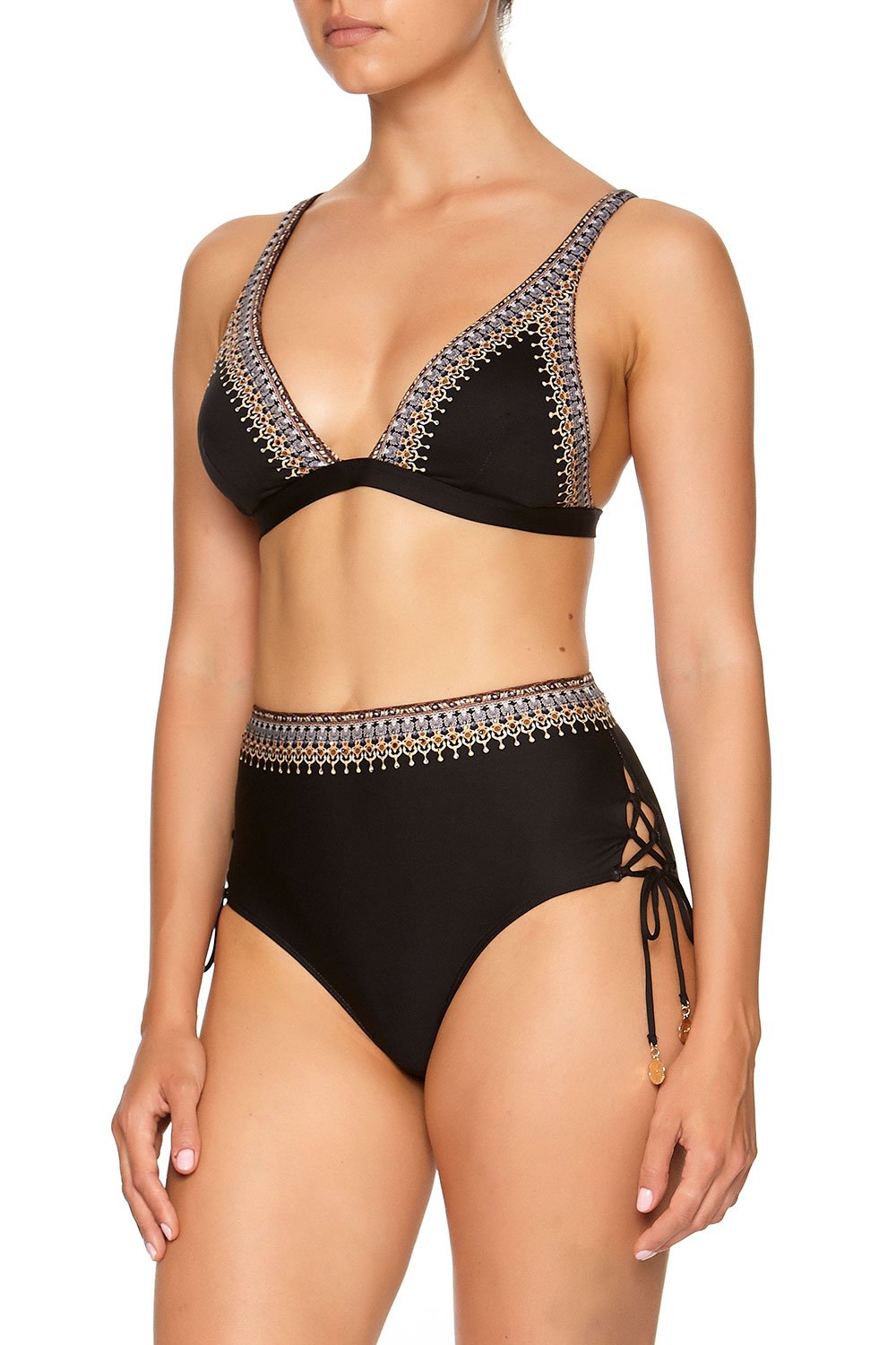STRAPPY FIXED HIGH TRI BRA BLACK