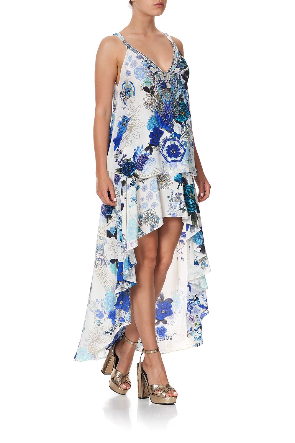 TANK TOP WITH STRAP BEAD DETAIL WHITE SIDE OF THE MOON