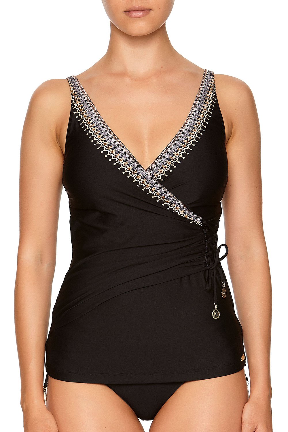 WRAP FRONT TANKINI BLACK