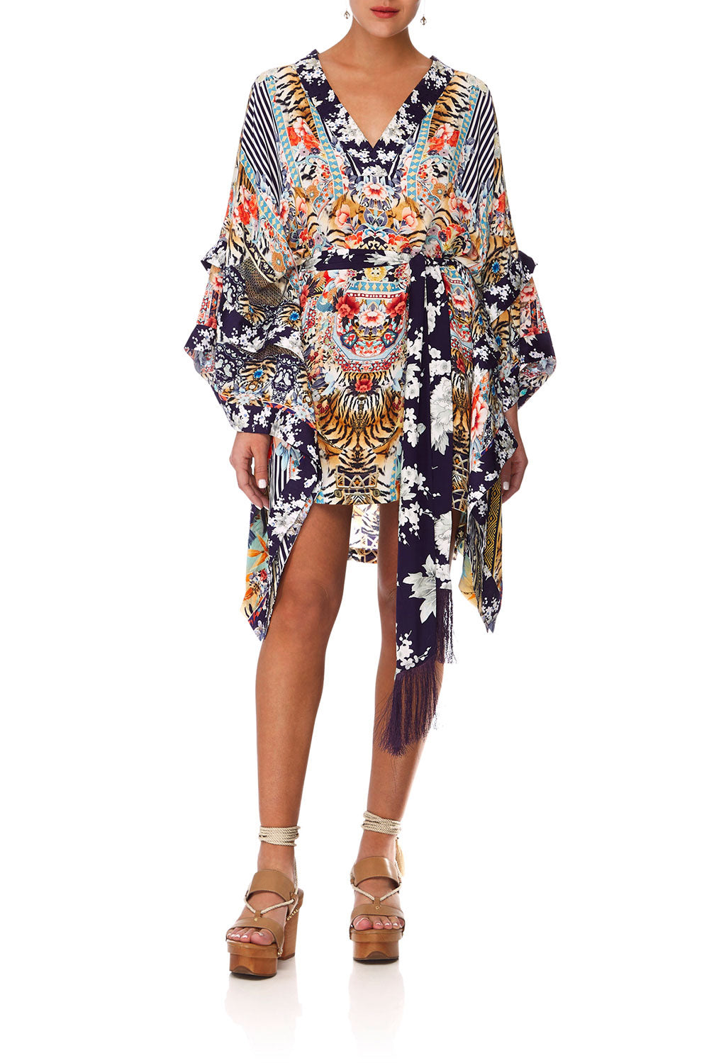 CAMILLA THE LONELY WILD DOUBLE LAYER KIMONO SLEEVE DRESS
