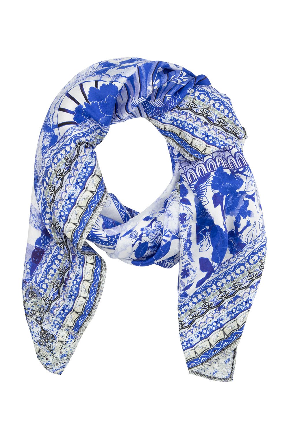 CAMILLA THE FAN SEA LARGE SQUARE SCARF