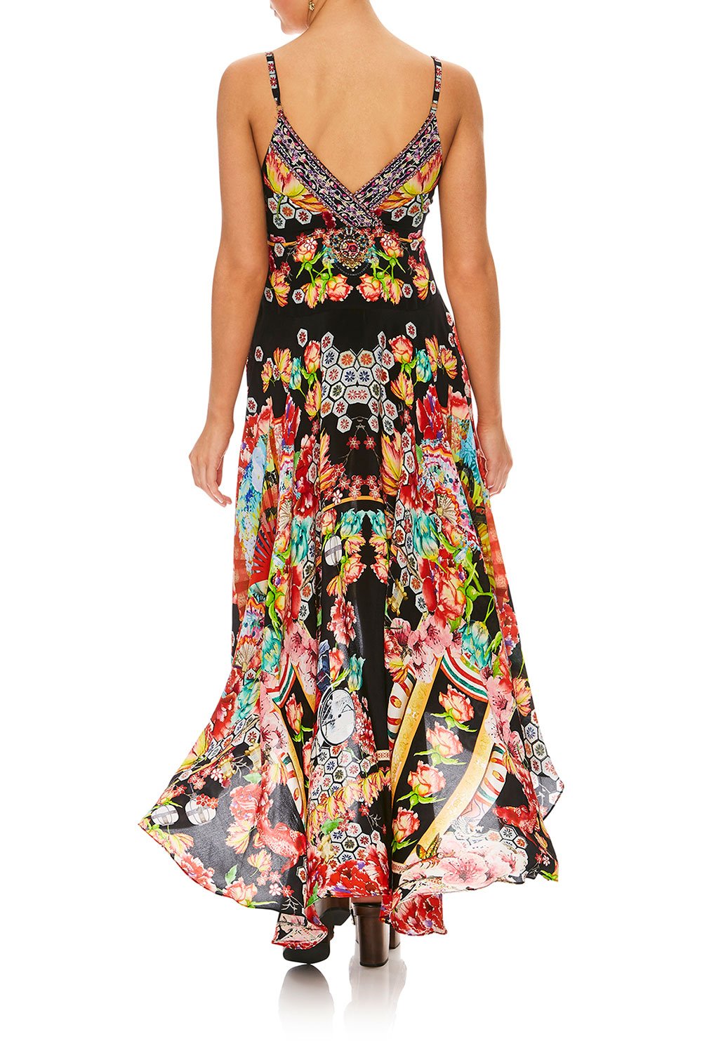 CAMILLA PAINTED LAND TIE DETAIL HIGH LOW DRESS