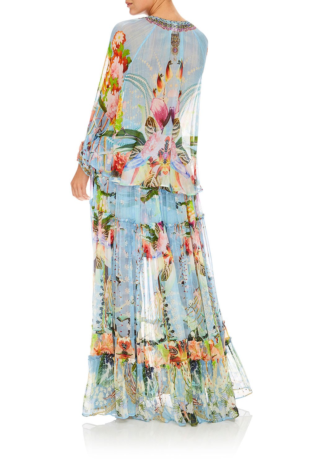 CAMILLA THE STILL ABYSS TIE FRONT HIGH LOW HEM BLOUSE