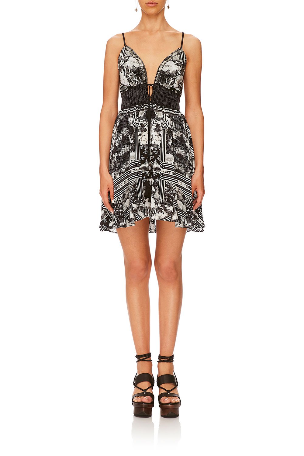 CAMILLA WILD MOONCHILD TIE FRONT MINI DRESS