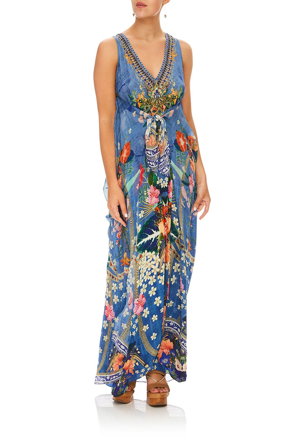 CAMILLA FARAWAY FLORALS TIE FRONT MULTI WEAR DRESS