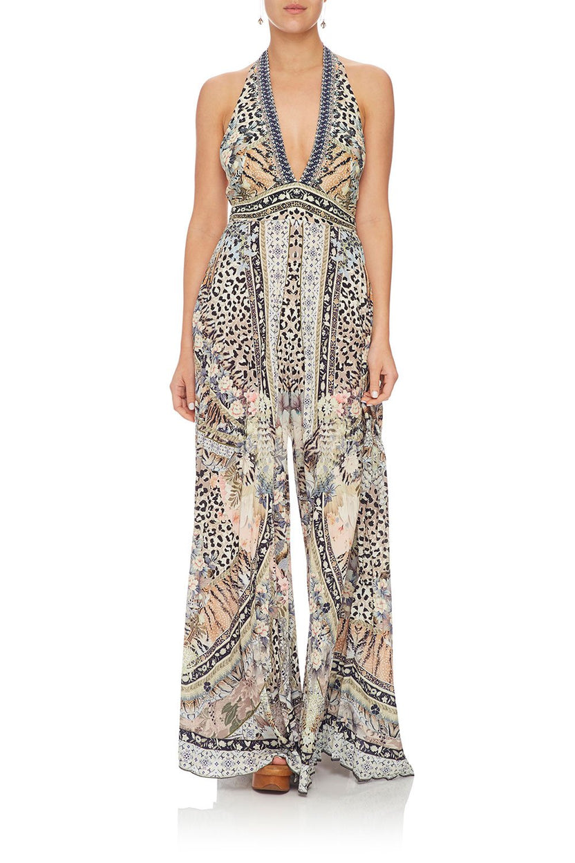 TIE NECK HALTER JUMPSUIT DESERT DREAMS