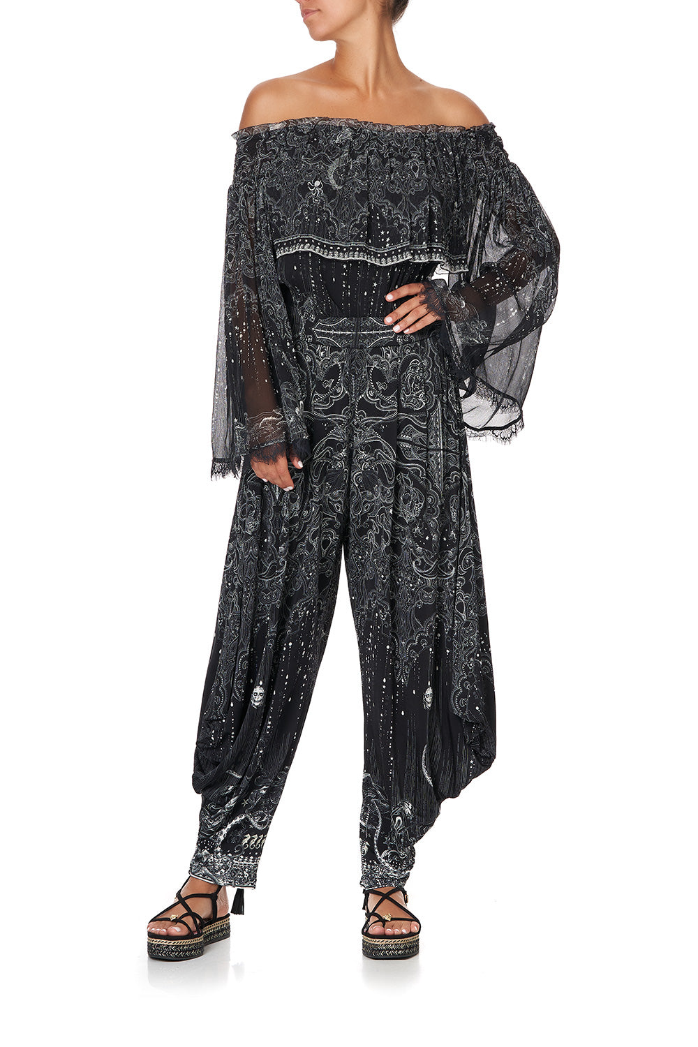 JERSEY DRAPE PANT WITH POCKET MIDNIGHT PEARL