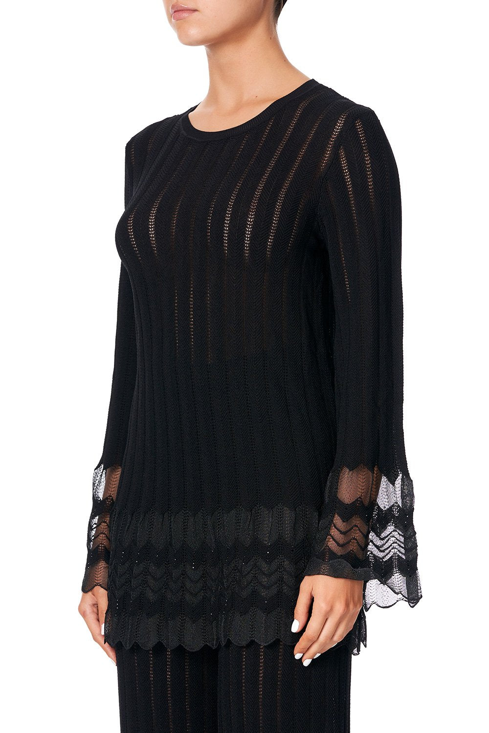 KNITTED LACE TOP MARAIS AT MIDNIGHT