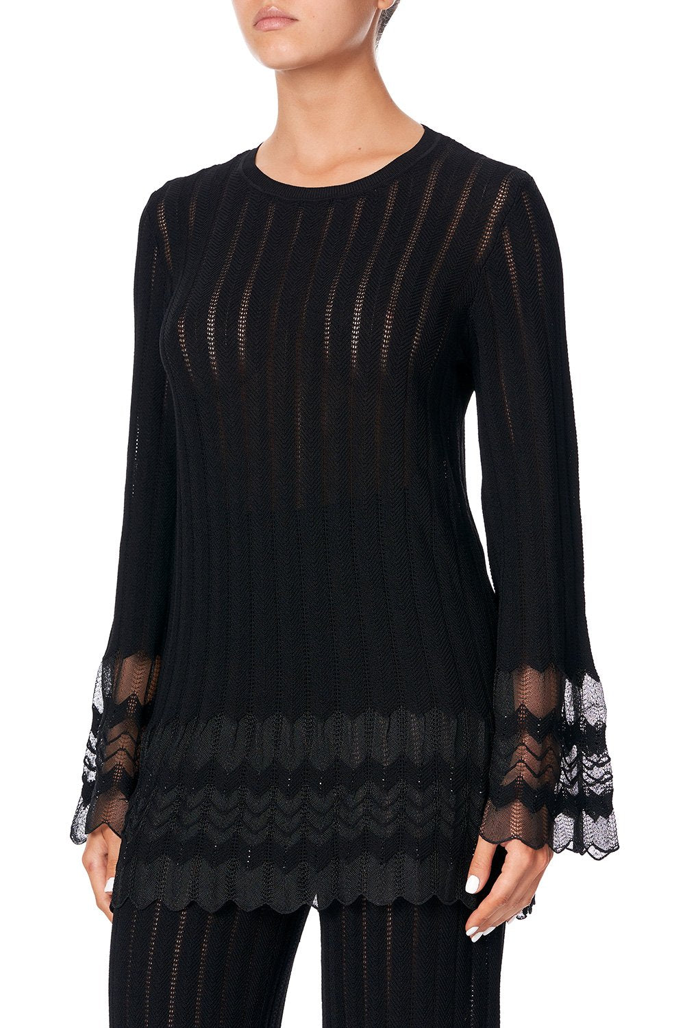 KNITTED LACE TOP MARAIS AT MIDNIGHT