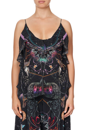 TOP WITH NECKLINE FRILL MIDNIGHT MOON HOUSE
