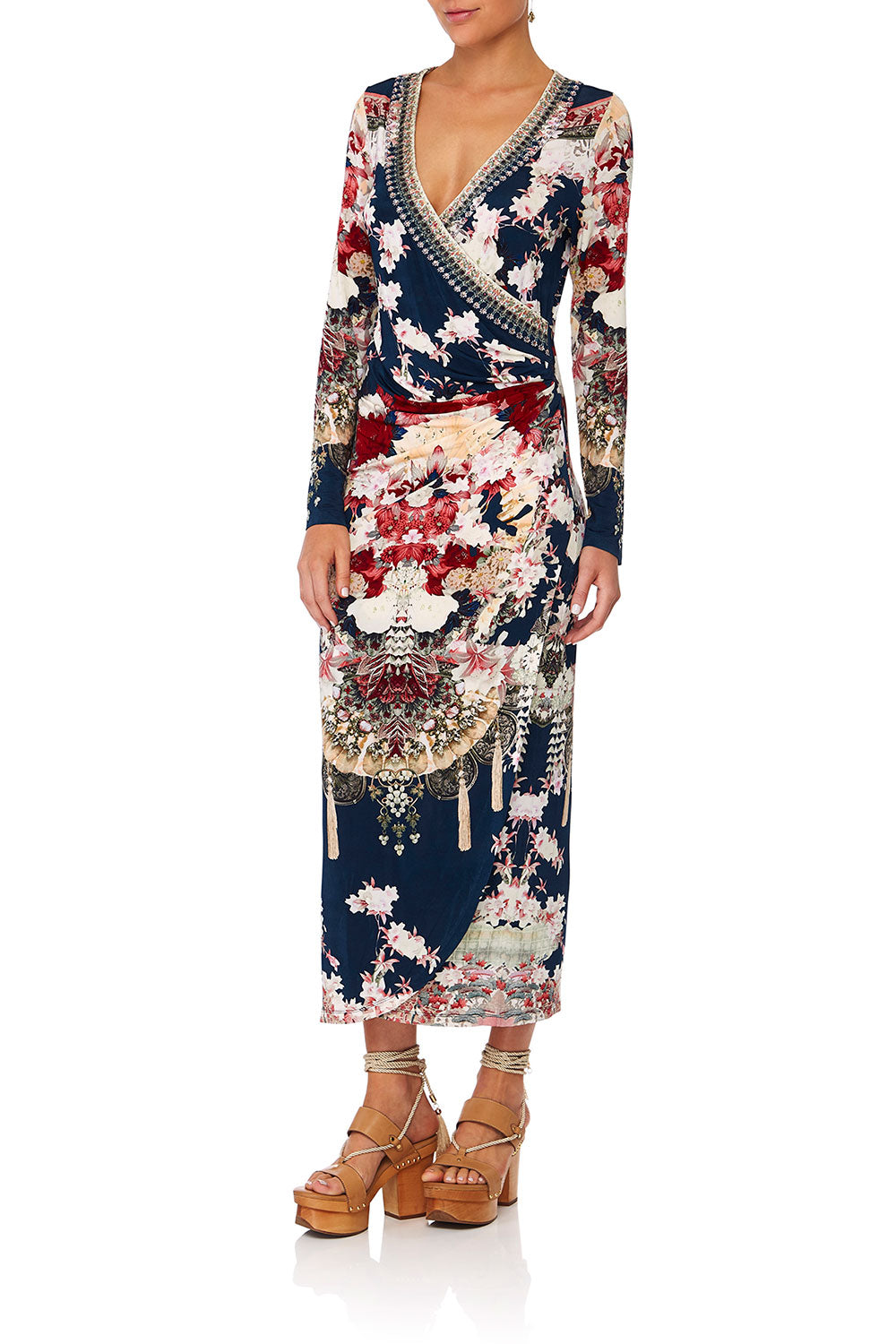 CAMILLA TWIN SHADOW WRAP DRESS W TIE