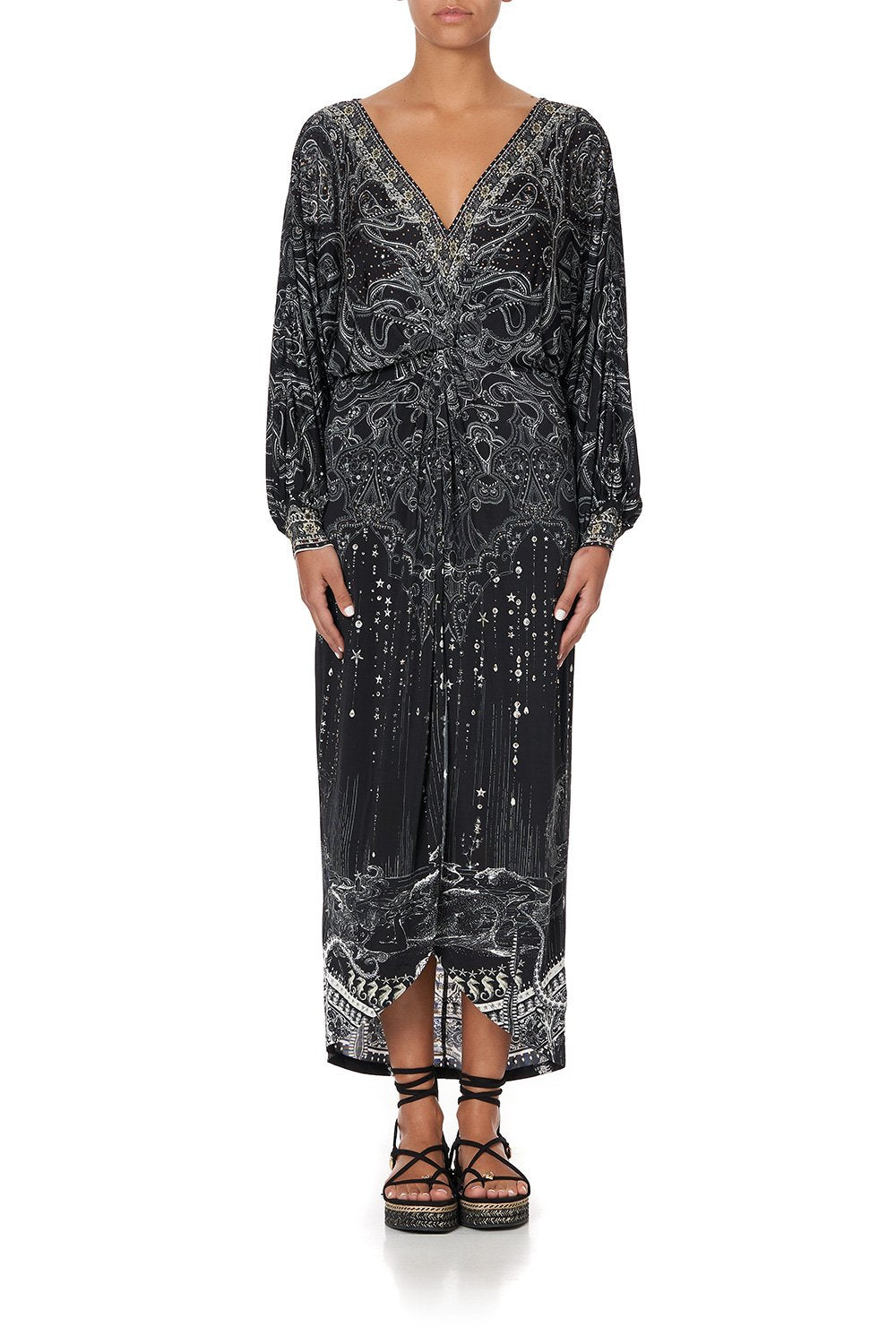 TWIST FRONT DRESS MIDNIGHT PEARL