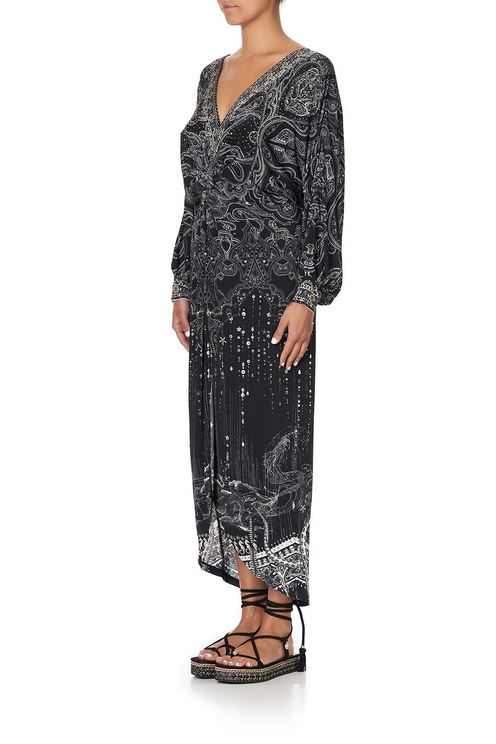 TWIST FRONT DRESS MIDNIGHT PEARL