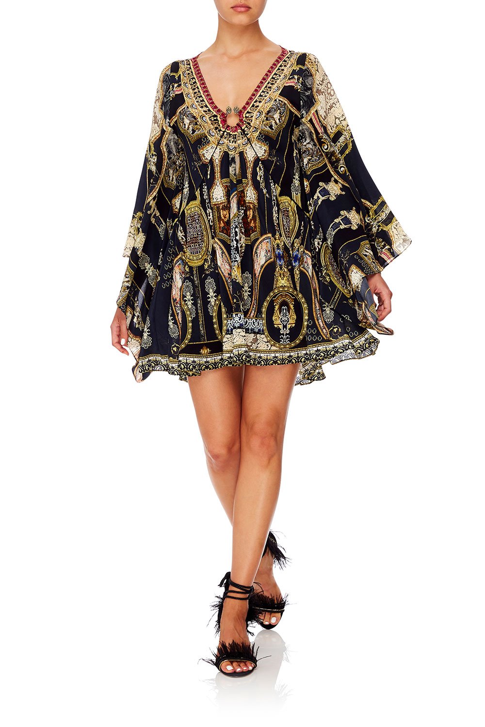 CAMILLA U-RING DRESS WITH KIMONO SLEEVE MIDNIGHT MEETING