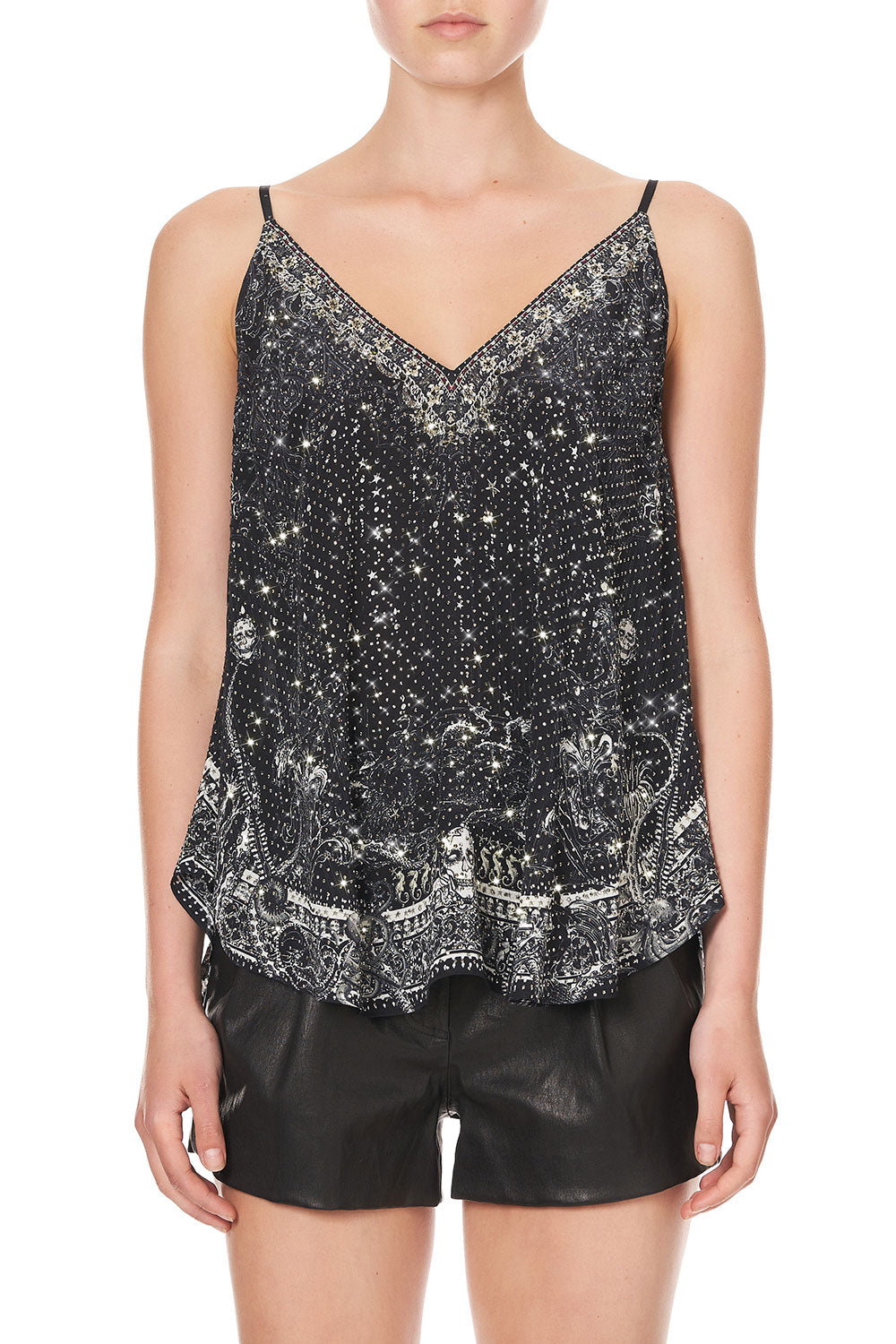 V NECK CAMI MIDNIGHT PEARL