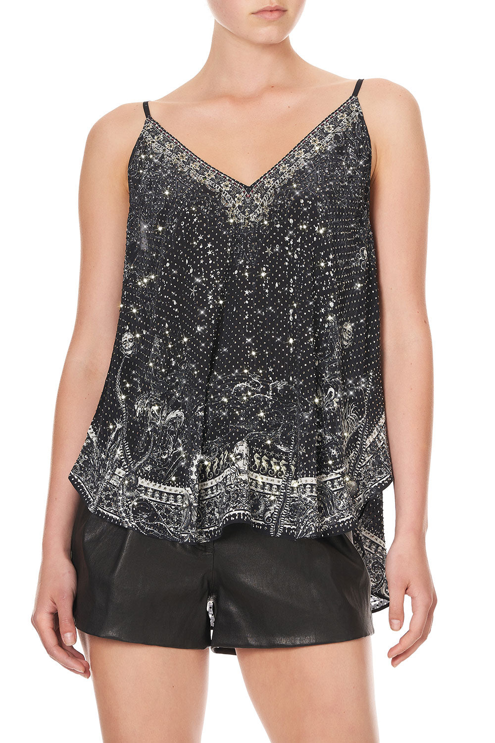 V NECK CAMI MIDNIGHT PEARL