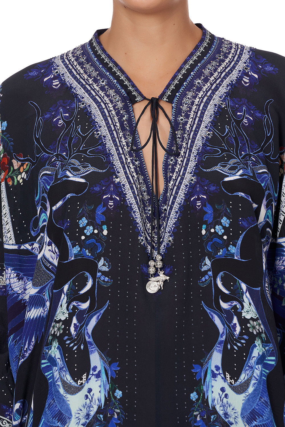 V-NECK DRESS WITH DRAPED BACK MARE MYSTIQUE