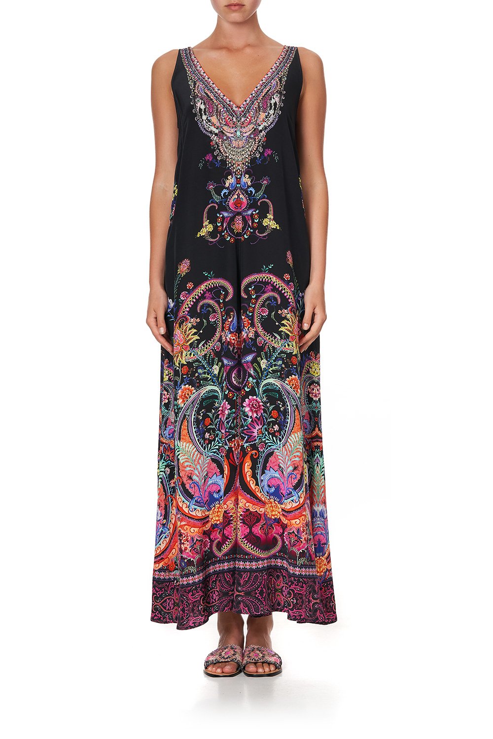 V NECK FLARED JUMPSUIT BOHEMIAN REBELLION
