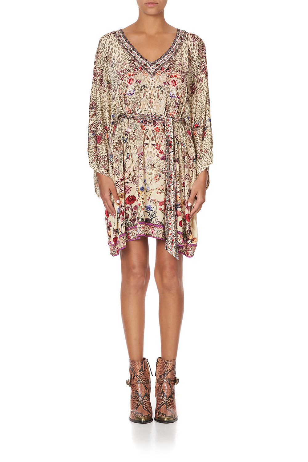 V NECK JERSEY SHORT KAFTAN WITH TIE DRIFTING DREAMER