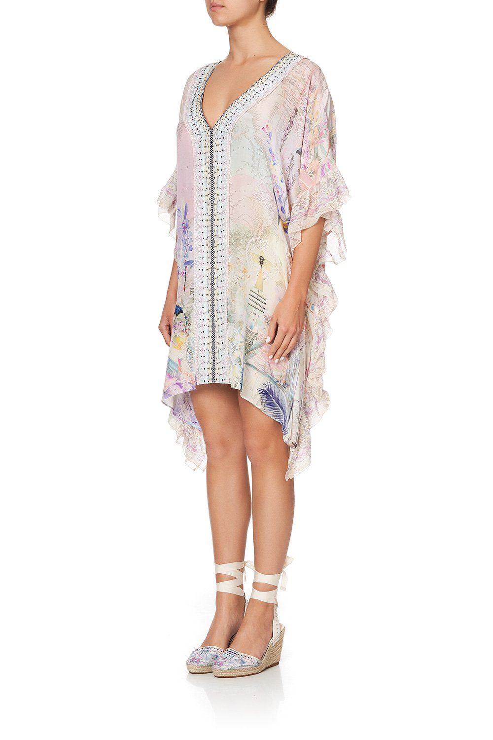 V-NECK KAFTAN WITH RUFFLE SLEEVE MERMAID MILLA
