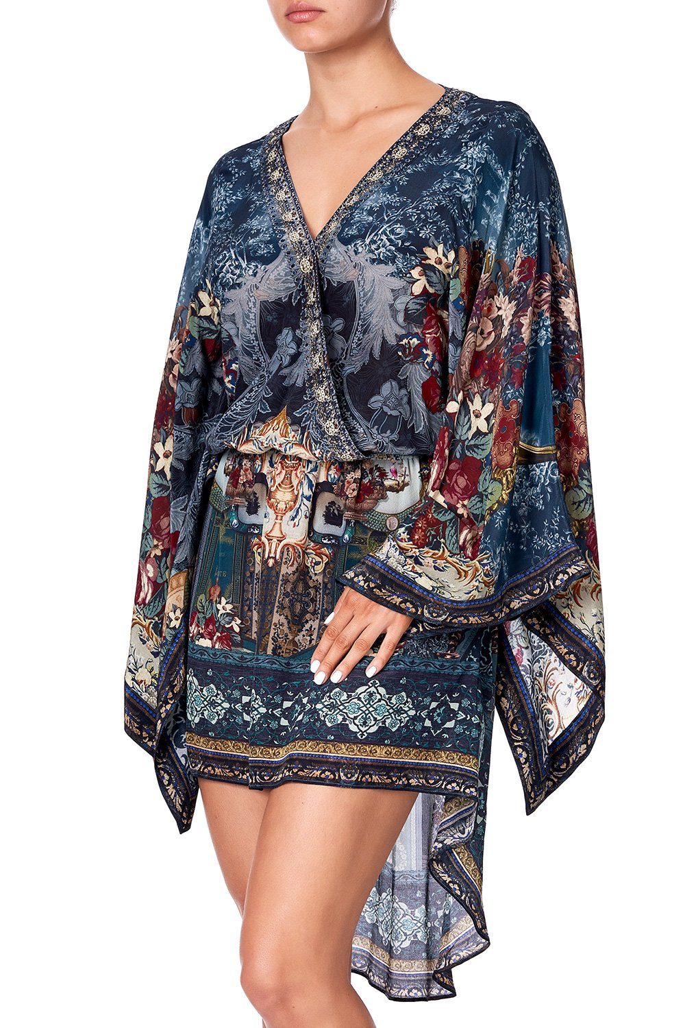 VNECK KIMONO DRESS WITH TIE HOTEL BOHEME CAMILLA
