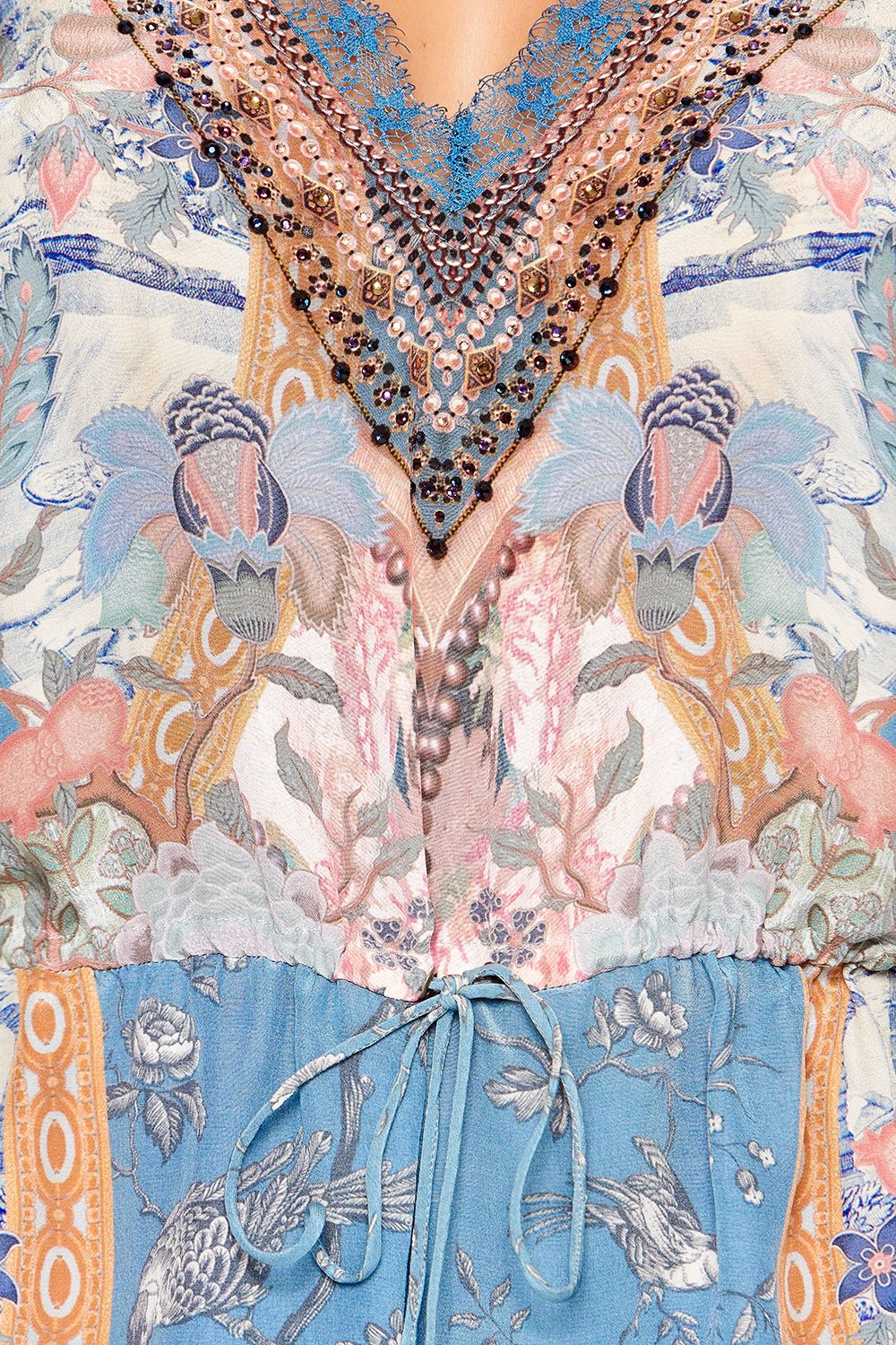 CAMILLA V-NECK LACE PLAYSUIT BLANCHES BLESSING