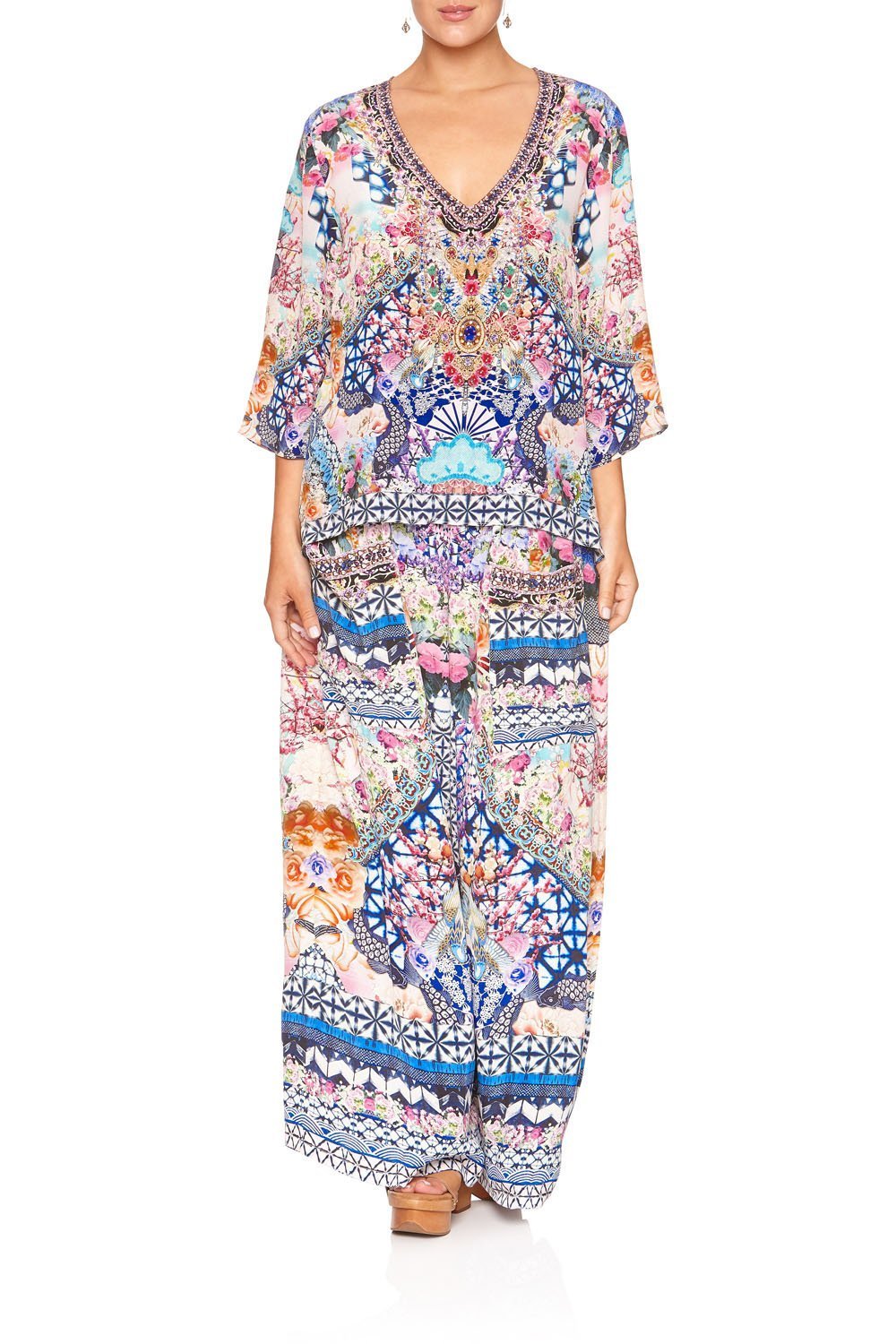 V-NECK OVERSIZED BLOUSE SHIBORI SHORES