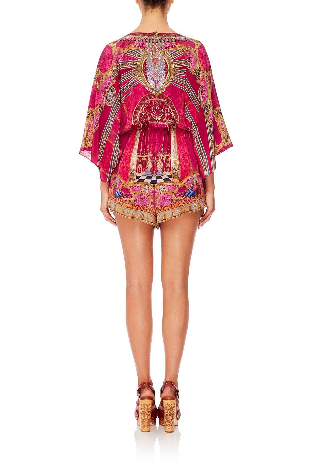 CAMILLA V-NECK ROMPER WITH SQUARE SLEEVE LOUNGE HOUR