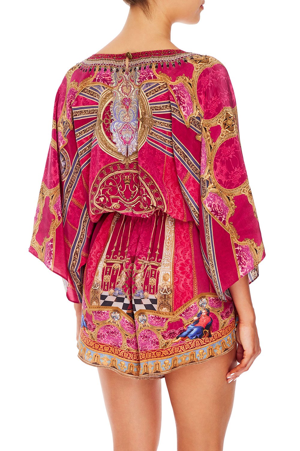 CAMILLA V-NECK ROMPER WITH SQUARE SLEEVE LOUNGE HOUR