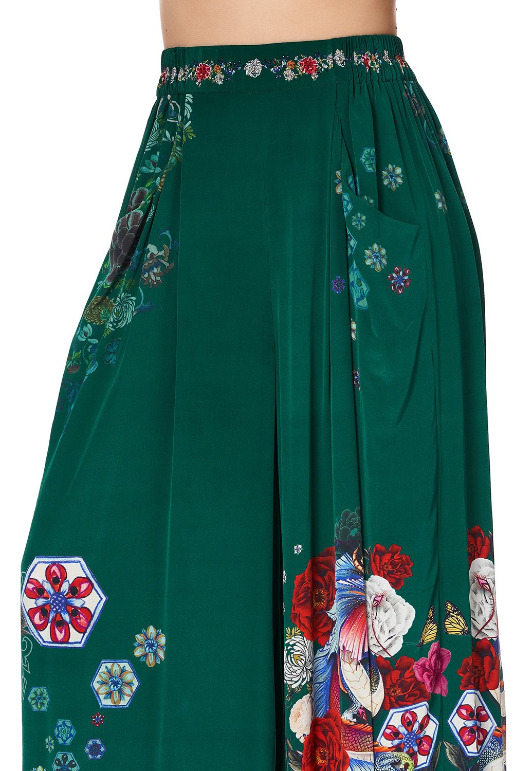 WIDE LEG PANT WITH GATHERED POCKETS EMERALD'S ORBIT
