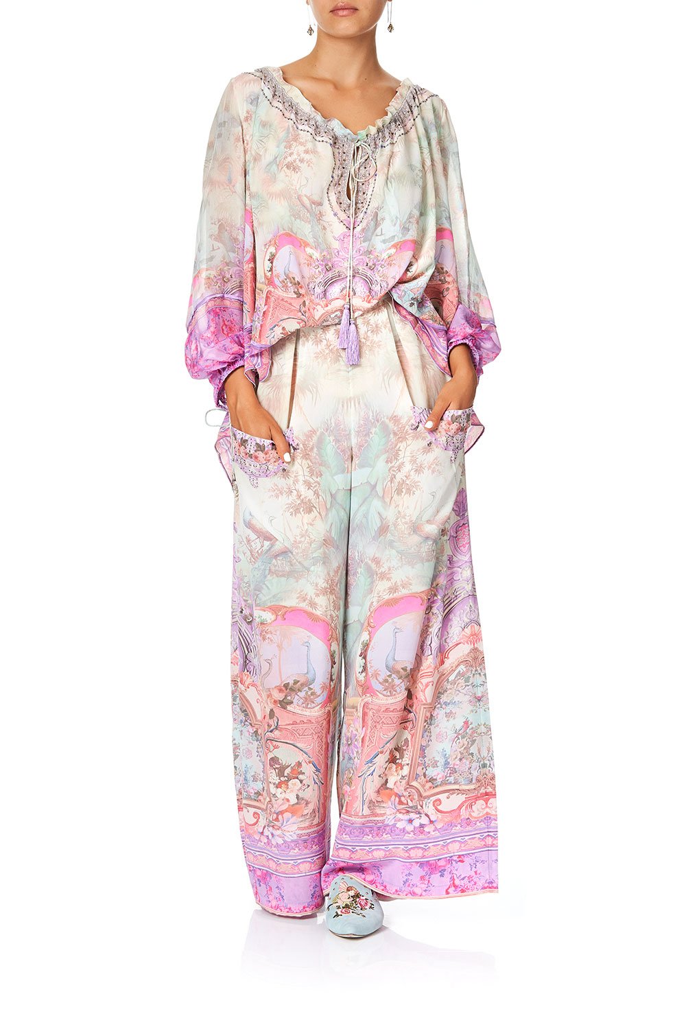 CAMILLA WIDE LEG TROUSER WITH FRONT POCKETS ELECTRON LIBRE