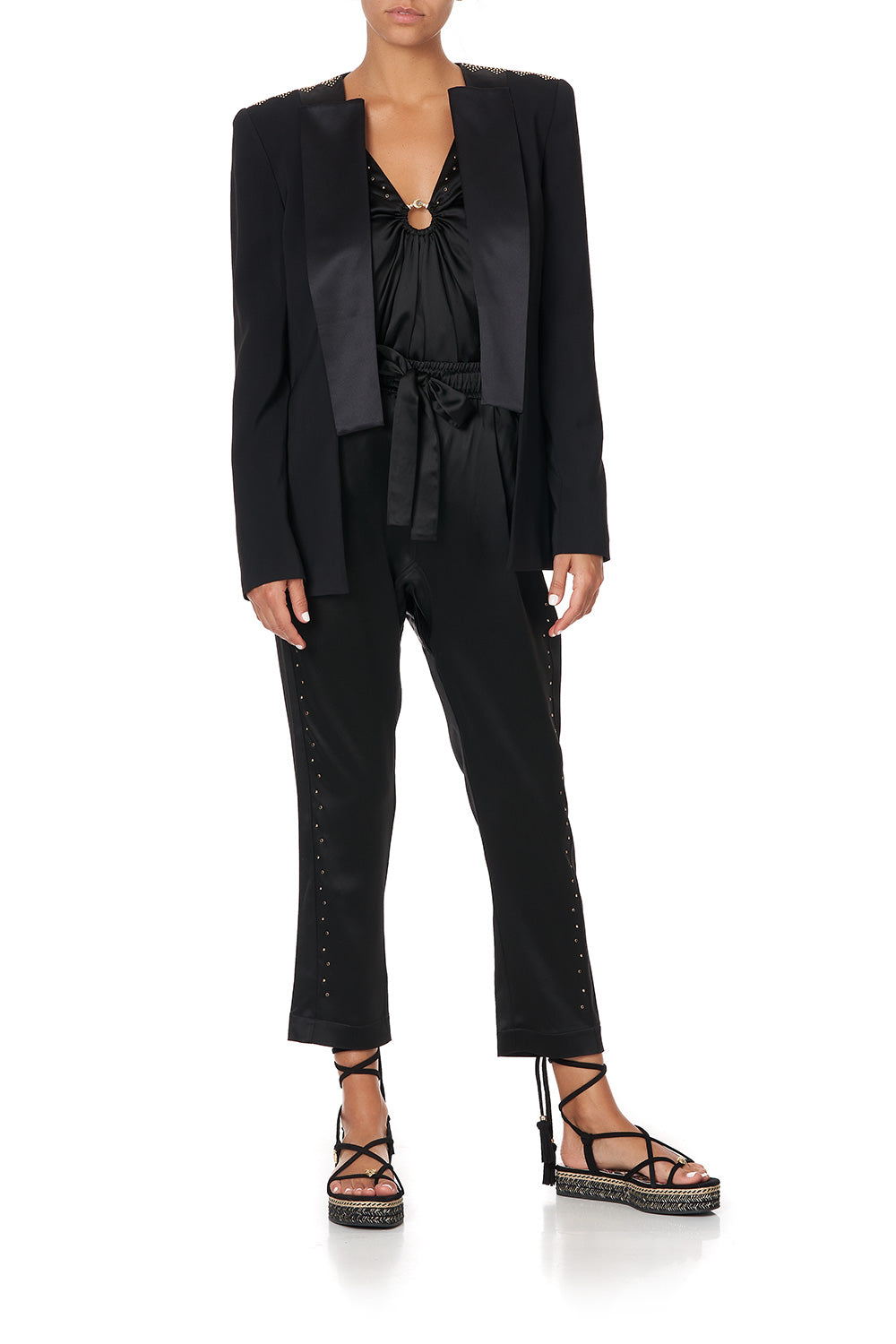 CONTRAST COLLAR SUIT JACKET - FLOW STUDIO 54