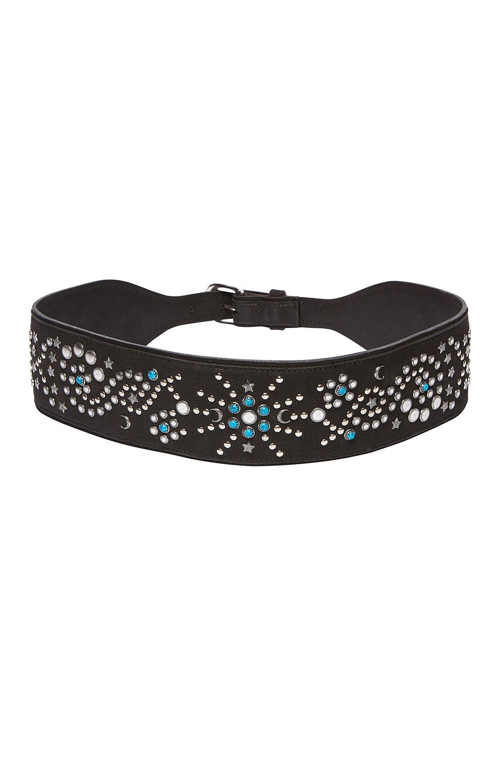 CAMILLA WIDE STUDDED BELT BLACK