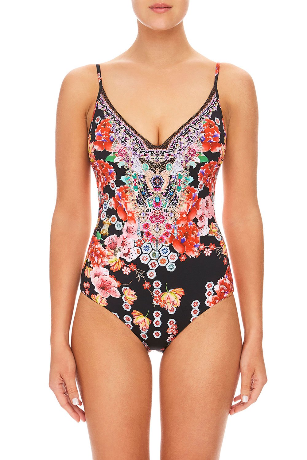 CAMILLA PAINTED LAND WIRED V-NECK ONE PIECE