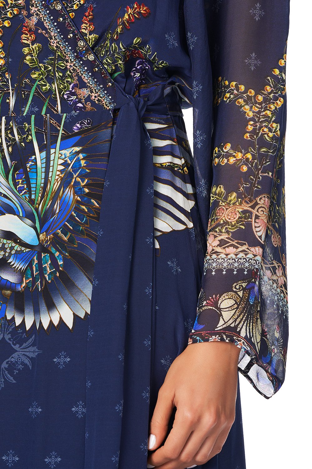 WRAP DRESS WITH PIPING DETAIL SOUTHERN TWILIGHT