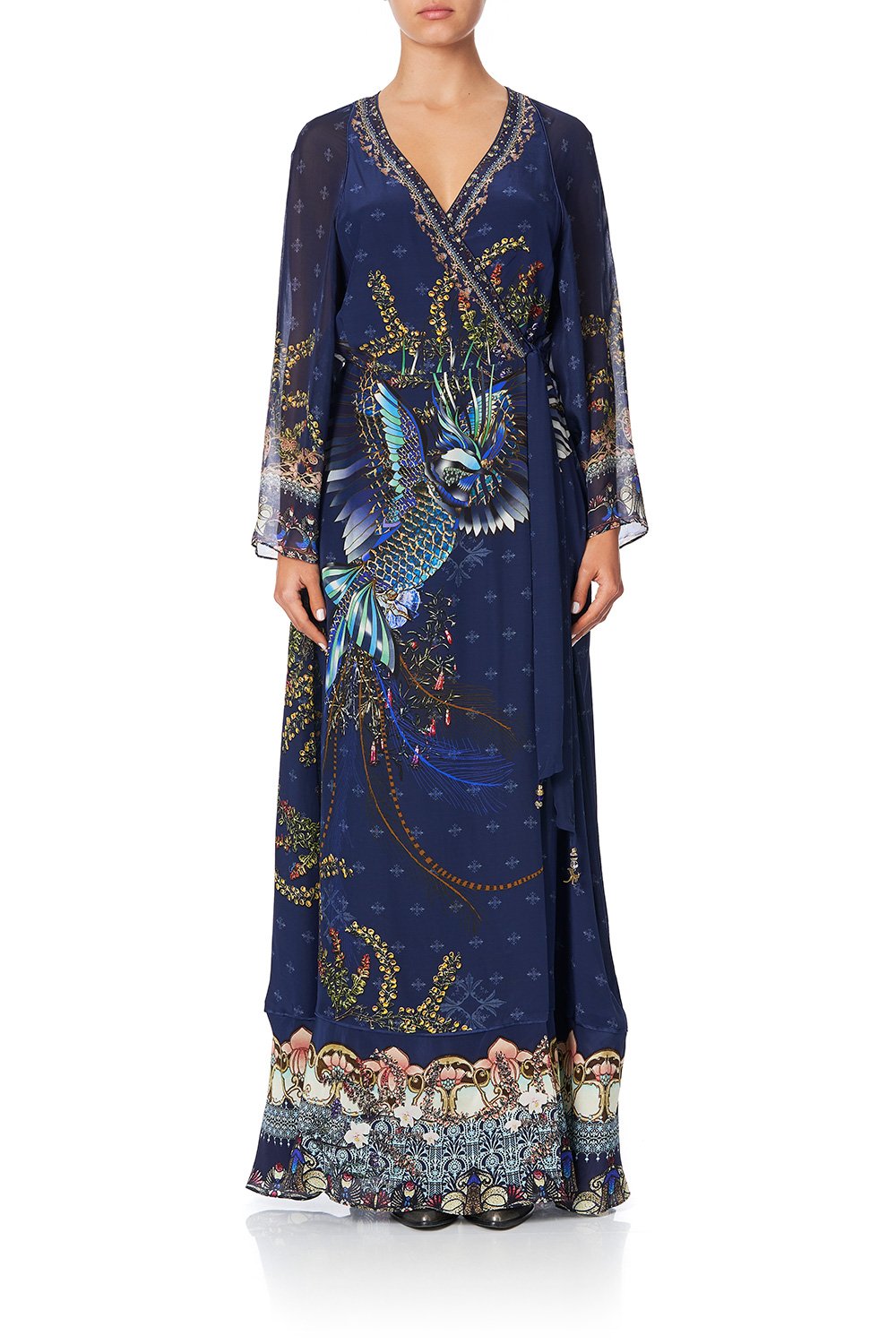 WRAP DRESS WITH PIPING DETAIL SOUTHERN TWILIGHT