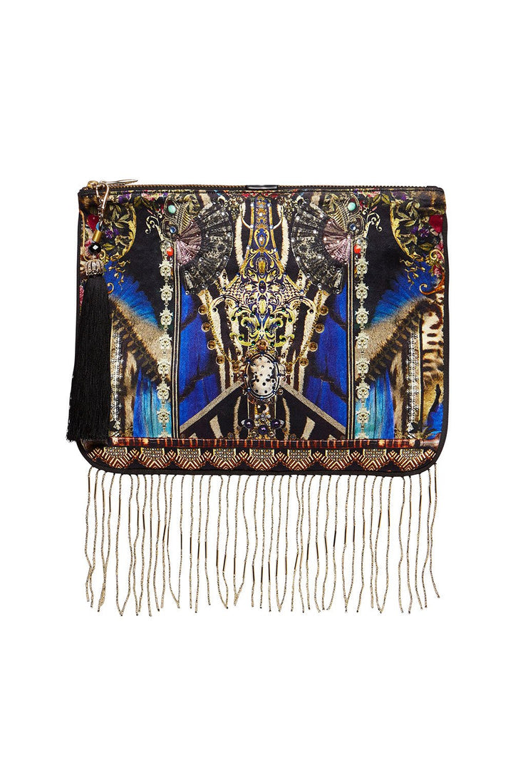 EMBELLISHED ZIP TOP CLUTCH WITH STRAP QUECHUA KING