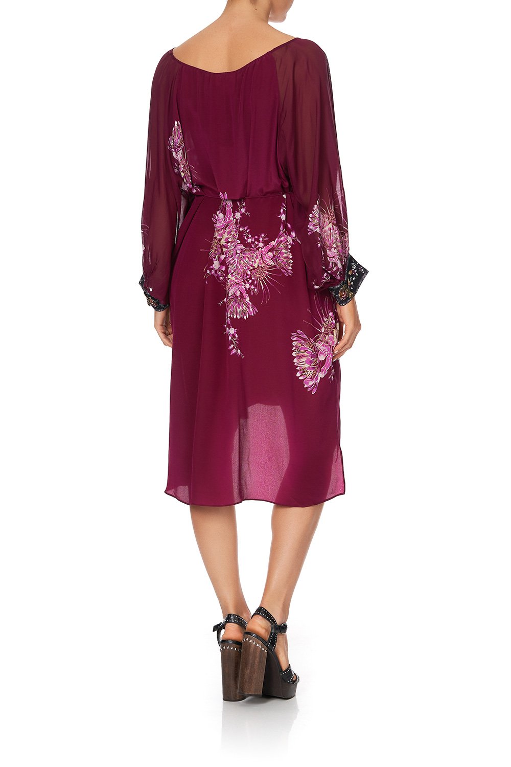 RAGLAN SLEEVE TIE FRONT DRESS DESERT SUNRISE