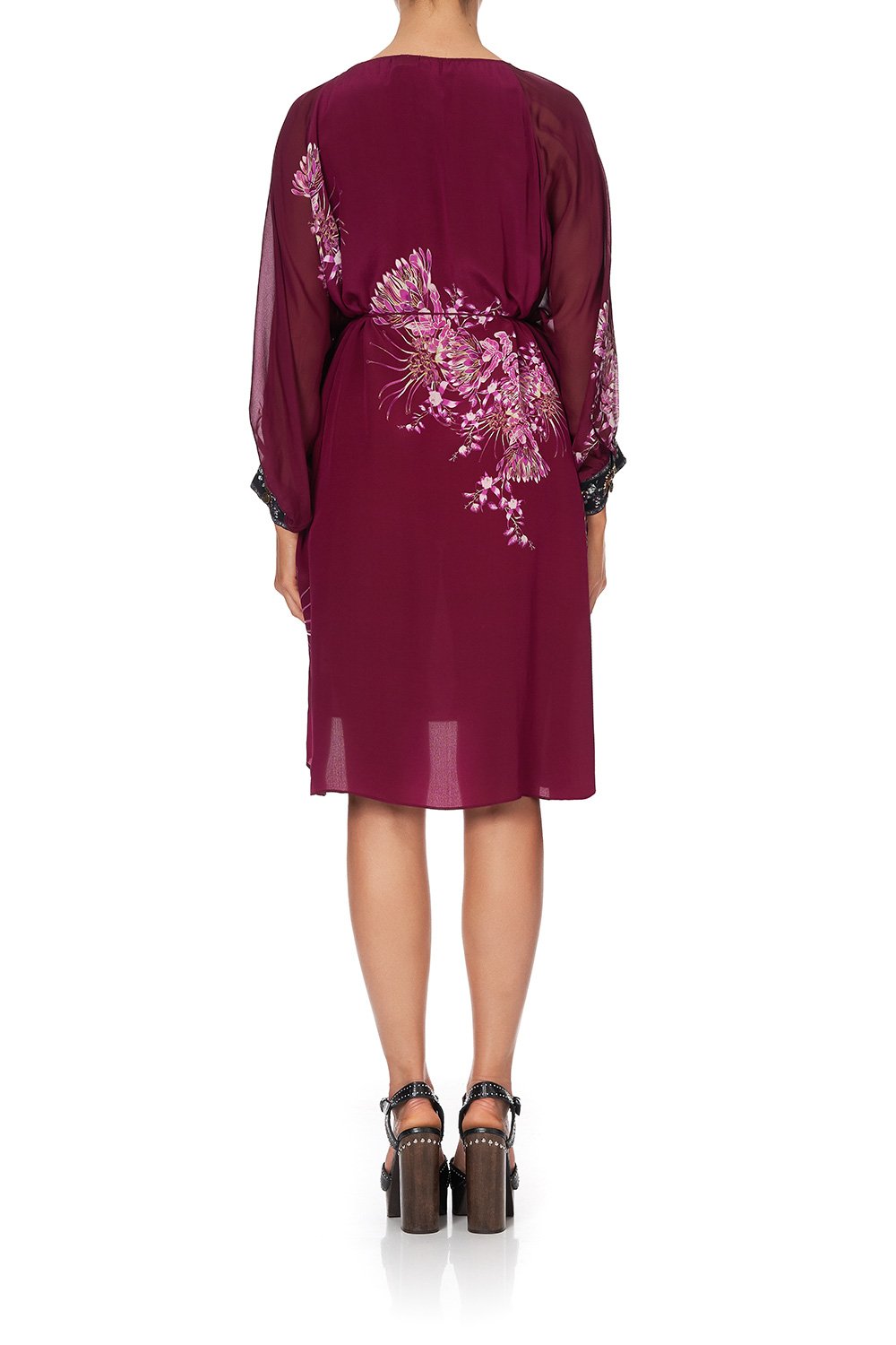 RAGLAN SLEEVE TIE FRONT DRESS DESERT SUNRISE