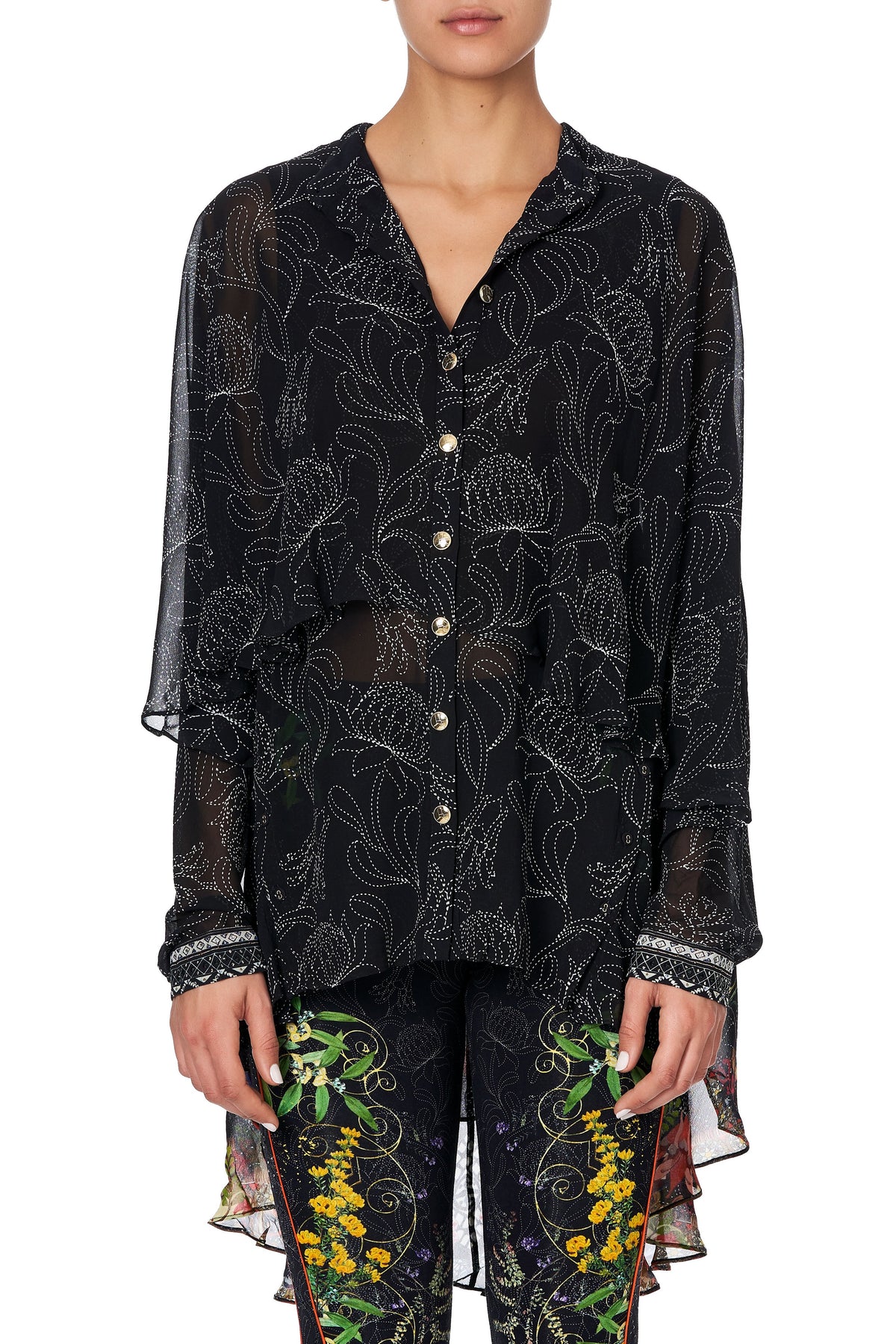 DRAPED BUTTON FRONT BLOUSE BLACKHEATH BETTY