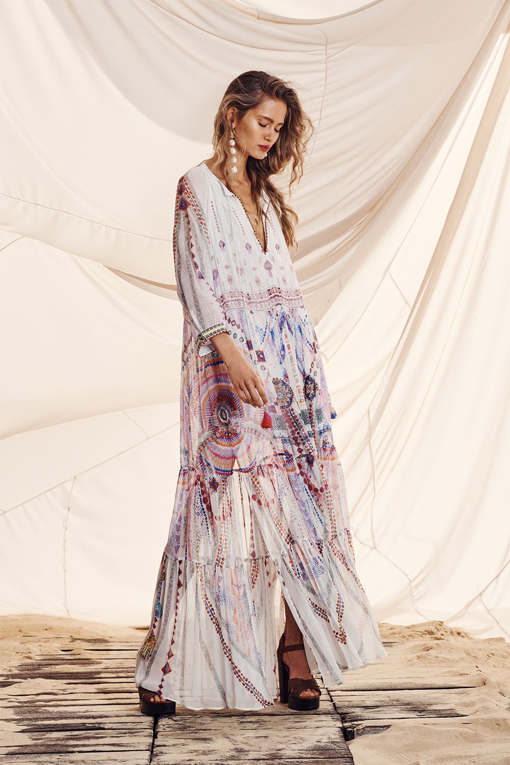 LONG GATHERED PANEL DRESS TANAMI ROAD