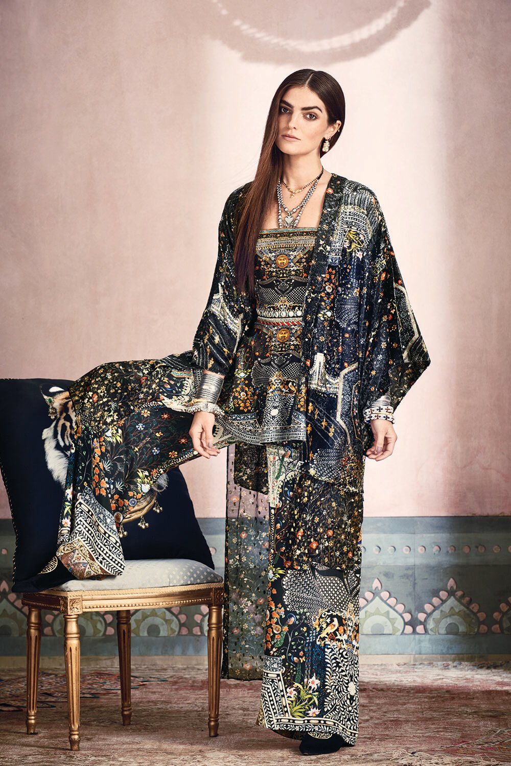 BEHIND CLOSED DOORS WIDE LEG TROUSER W ELASTIC BACK