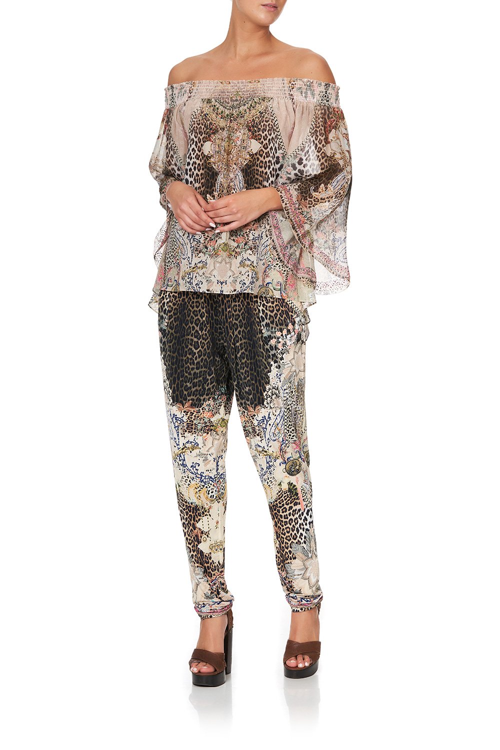 OFF SHOULDER SHIRRED BLOUSE FOREVER FOREVER